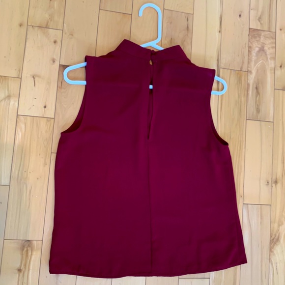 Mock Neck Burgundy Blouse - Picture 2 of 6